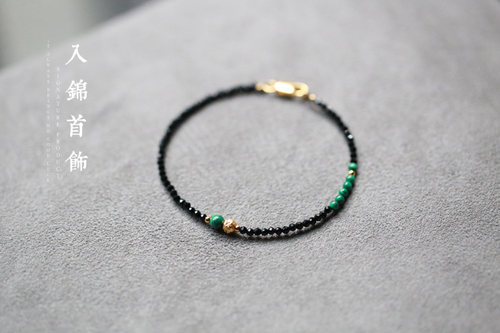 小隐丨刻面黑曜石9k低调细孔雀石