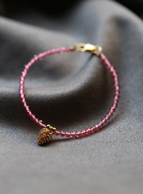 醉花荫丨刻面粉晶松果