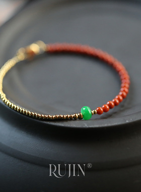 南红玛瑙本命年金珠细手链