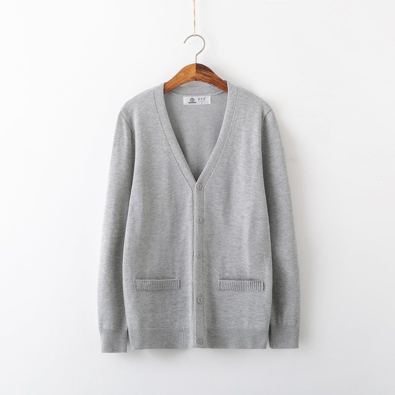 日系JK开衫毛衣 学院风制服毛衣长袖V领简约针织衫学生水手服外套