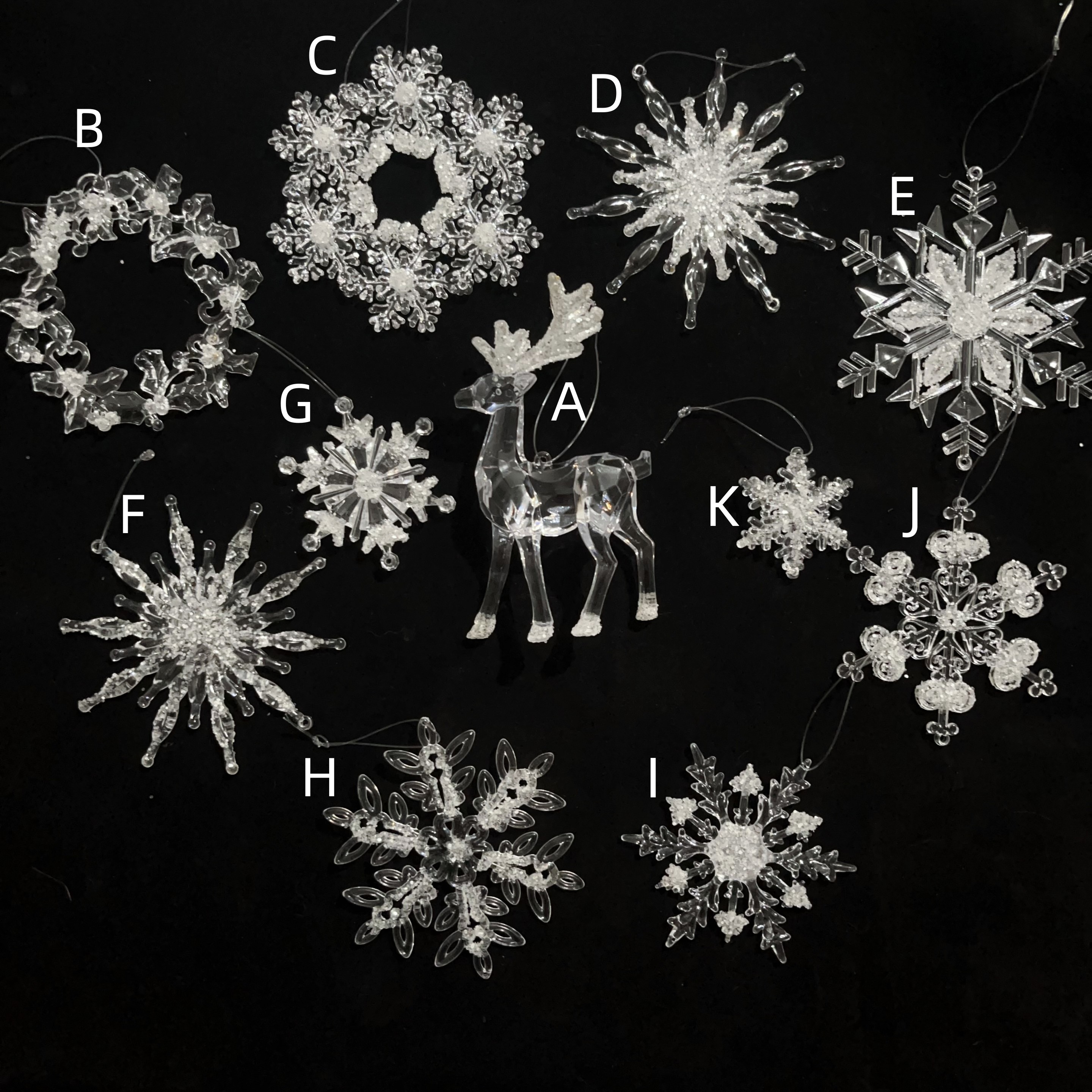 2023新款圣诞装饰品亚克力挂件立体麋鹿立体雪花片雪花片装饰
