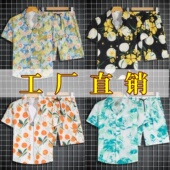 五分短裤 夏威夷风衬衫 度假情侣休闲短袖 男夏季 海边沙滩花衬衣 套装
