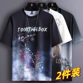 潮流宽松潮牌冰丝男生扎染渐变色百搭半袖 工厂直销短袖 t恤男夏季