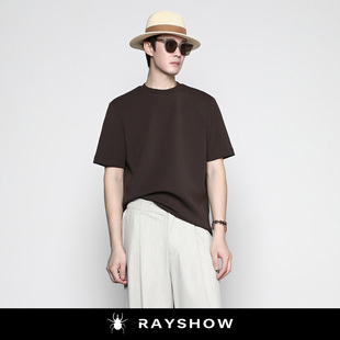RAYSHOW莫代尔空气层面料短袖T恤Cleanfit宽松挺括抗皱基础款上衣