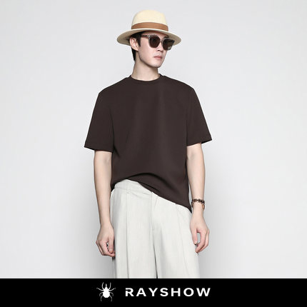 RAYSHOW莫代尔空气层面料短袖T恤Cleanfit宽松挺括抗皱基础款上衣
