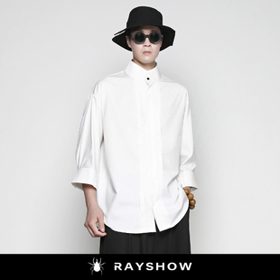 衬衫 RAYSHOW「贵气漫溢 宫廷风立领七分袖 」原创小众设计 男 法式