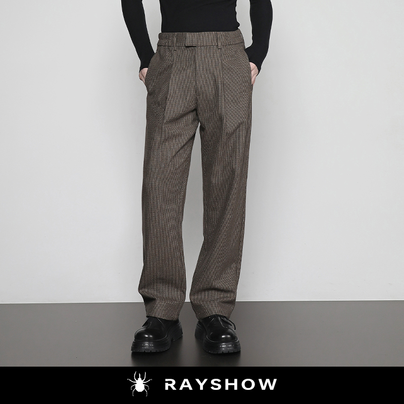 RAYSHOW含羊毛美拉德咖色西装裤