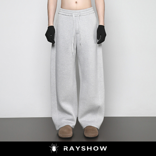 RAYSHOW「廓然有致」天然纤维挺阔立体剪裁弯刀裤 运动休闲卫裤潮