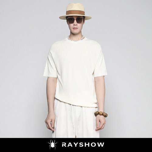RAYSHOW·老钱风冰丝针织短袖男