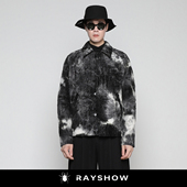 RAYSHOW·雷修港风原创灯芯绒水墨扎染宽松夹克男 设计感廓形外套