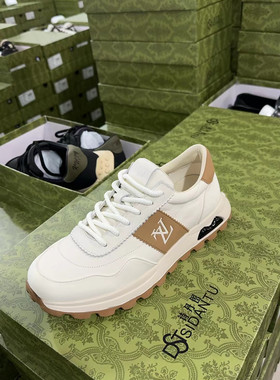 2024新款包邮男鞋品牌真皮牛皮系带平跟板鞋欧美时尚百搭小白鞋