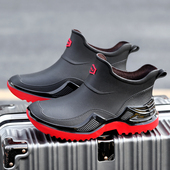 男士 短筒雨鞋 加厚耐磨防水鞋 新款 防滑钓鱼胶鞋 雨靴工作厨房胶靴