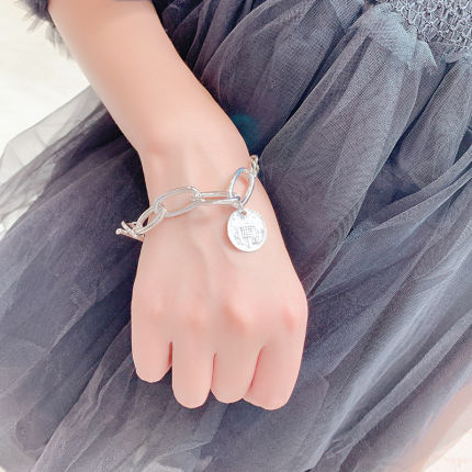 美风时尚复古人头像OT扣手链女ins个性重工双层链条泰银手饰品