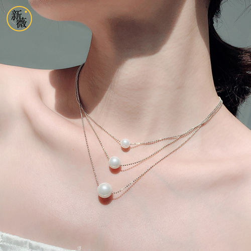 网红chocker锁骨链多层人造珍珠项链女脖子饰品颈链套装组合