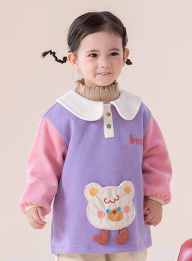 女宝宝羽绒服防脏罩衣长袖可爱护衣小孩幼儿园吃饭画画防水罩衫冬