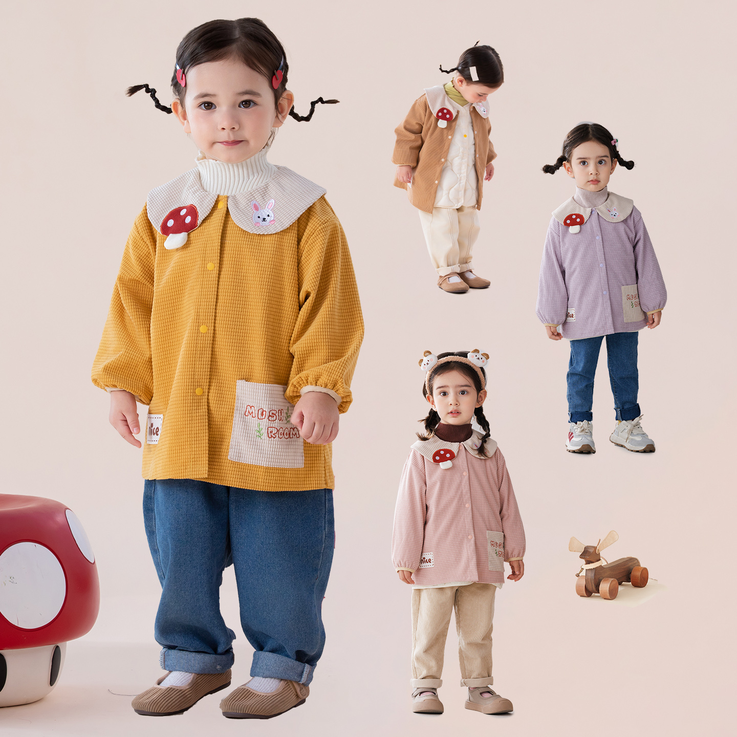 女童羽绒服罩衣长袖洋气外套秋冬