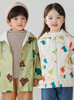儿童防水罩衣长袖男孩羽绒服防脏罩衫女宝宝幼儿园洋气吃饭衣兜冬