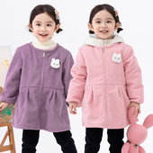女童灯芯绒罩衣小学生羽绒服防脏护衣可爱宝宝公主风吃饭围兜秋冬