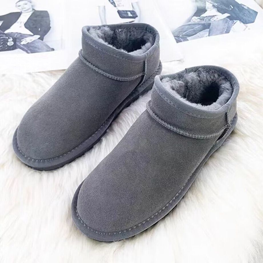 短筒斜口雪地靴一脚蹬面包鞋