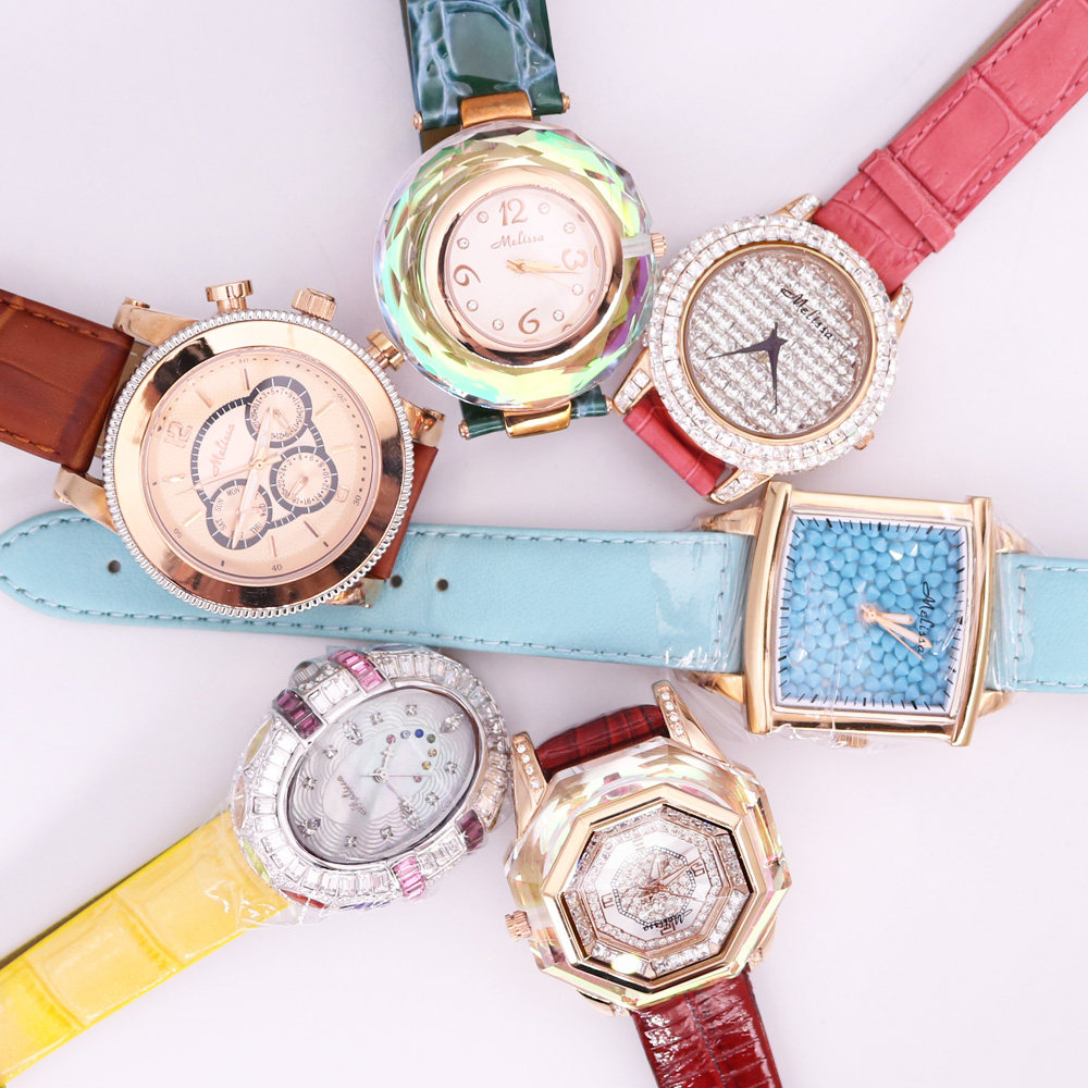 30号尾货清仓玛丽莎奢华水钻表女皮带石英防水表时来运转watch