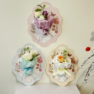 圣诞节花盒手提花卡鲜花礼盒单支花束包装盒包花材料玫瑰花袋