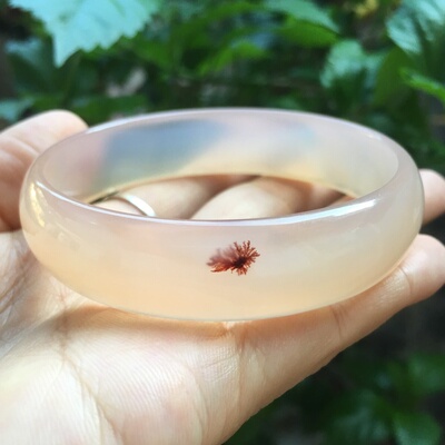 天然通透红水草玛瑙手镯女款甜美