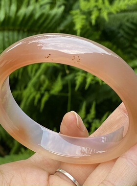 天然皮粉玉髓玛瑙手镯甜美风少女