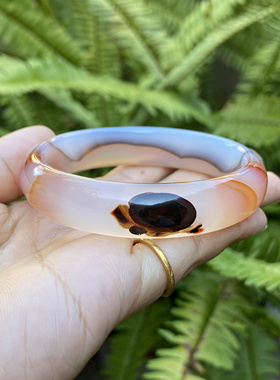 巴西纯天然俏色玛瑙手镯精美独特