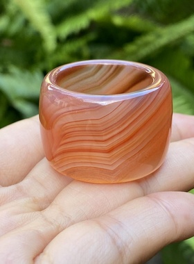 天然缠丝朱砂红玛瑙戒指扳指男款