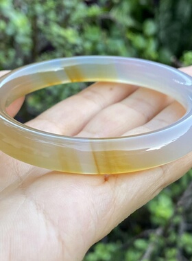 原矿天然无烧蜜糖玛瑙圆条手镯女