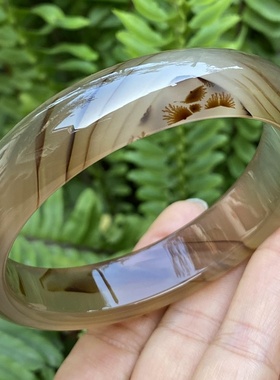 无烧俏色水草玛瑙手镯加厚女款62