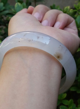 天然加厚水草玛瑙手镯复古正圈环