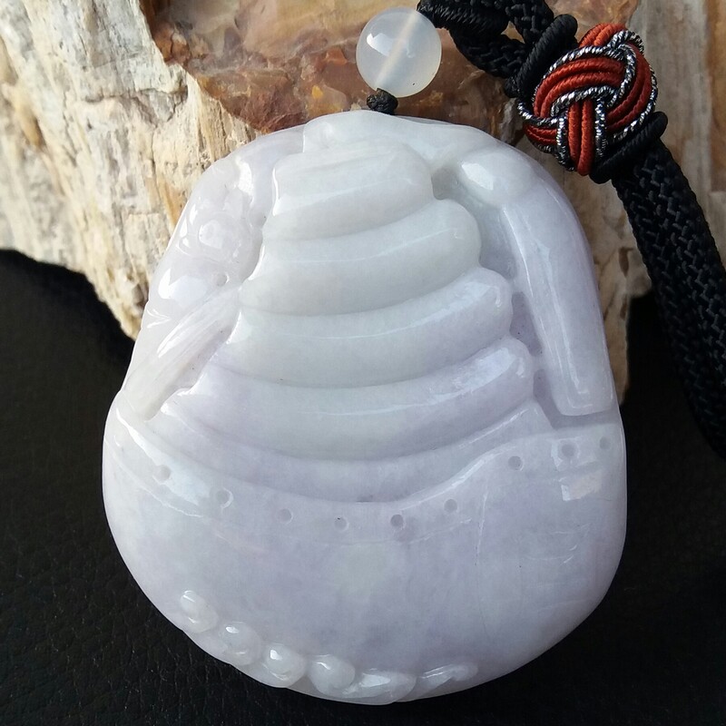 缅甸翡翠A货淡紫罗兰淡绿玉吊坠一帆风顺挂件女款复古秋冬毛衣链