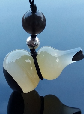 原矿无烧天然俏色黄玉髓玛瑙吊坠