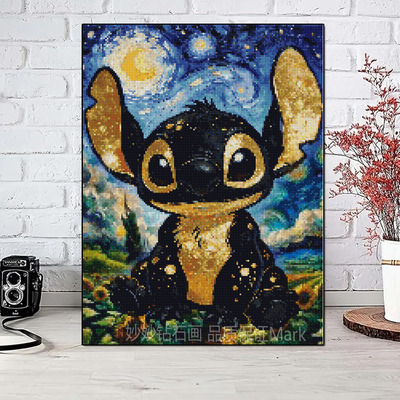 5D黑金史迪仔Stitch钻石画Art女孩高难度成人DIY手工钻砖石十字绣