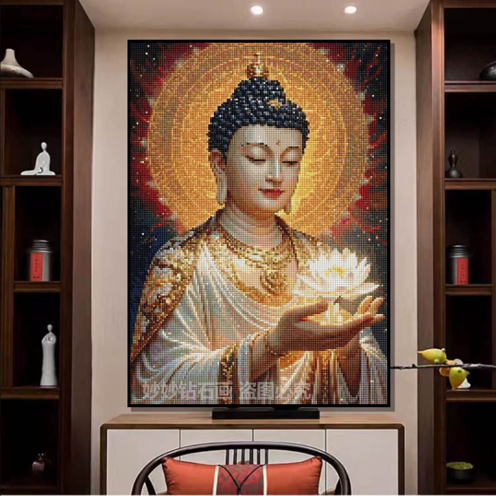 阿弥陀佛佛像十字绣如来佛祖菩萨钻石画DIY手工刺绣佛堂背景墙画