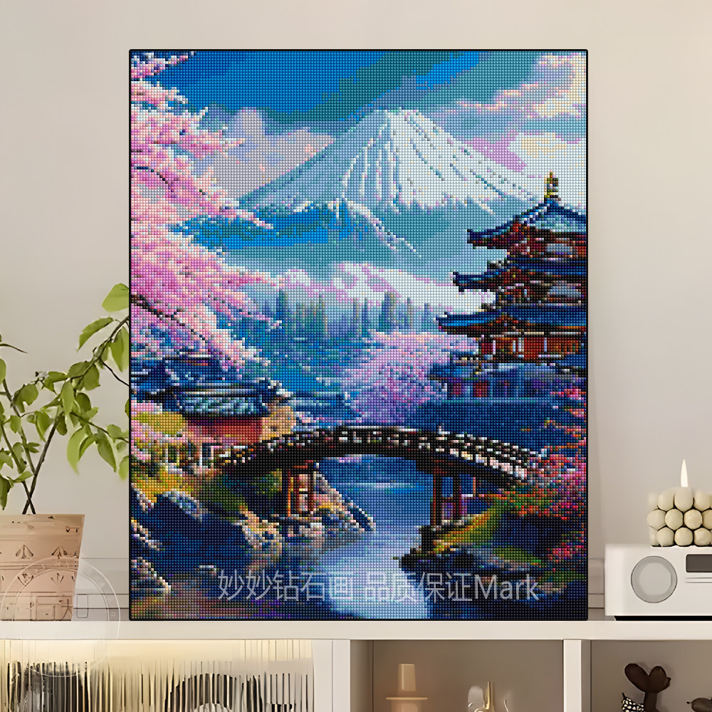 富士山日本风景钻石画成人5DIY手工水晶砖石马赛克刺绣艺术装饰画