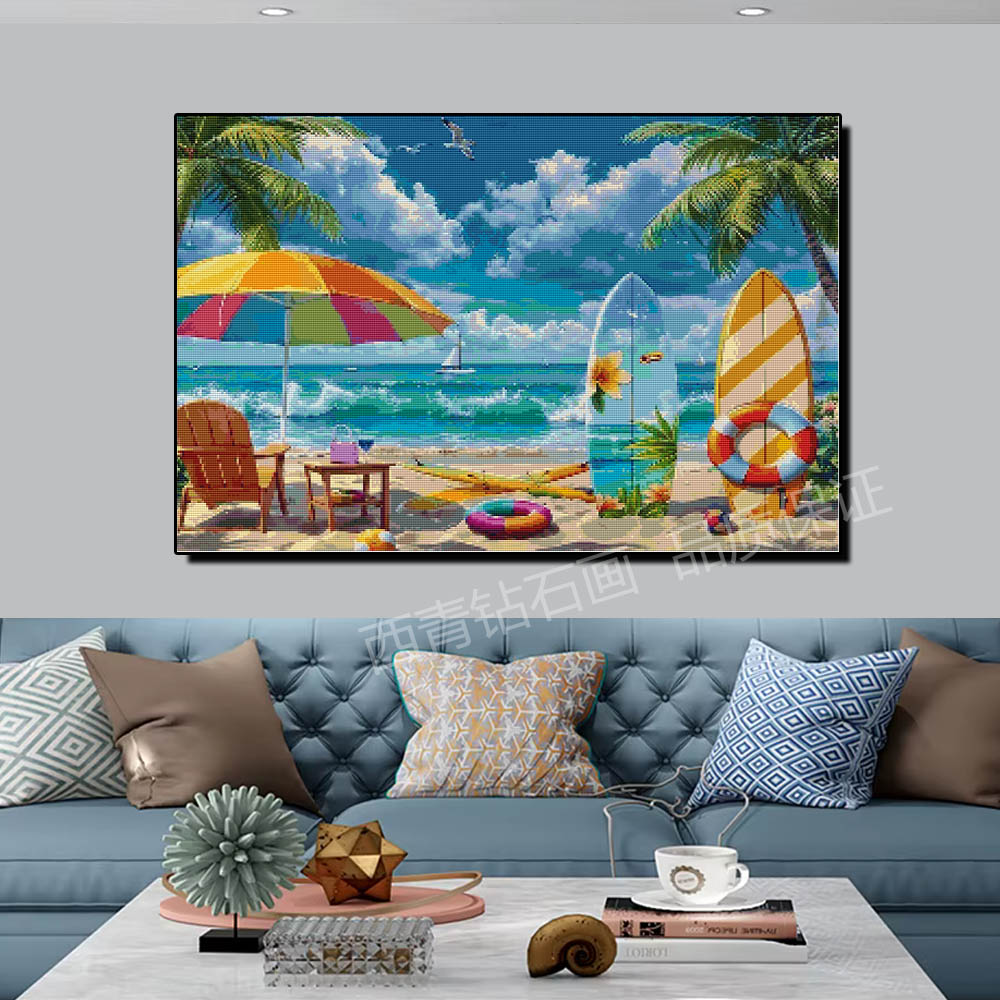 假日海滩大海景色钻石画套件风景2026新款成人DIY手工水晶十字绣