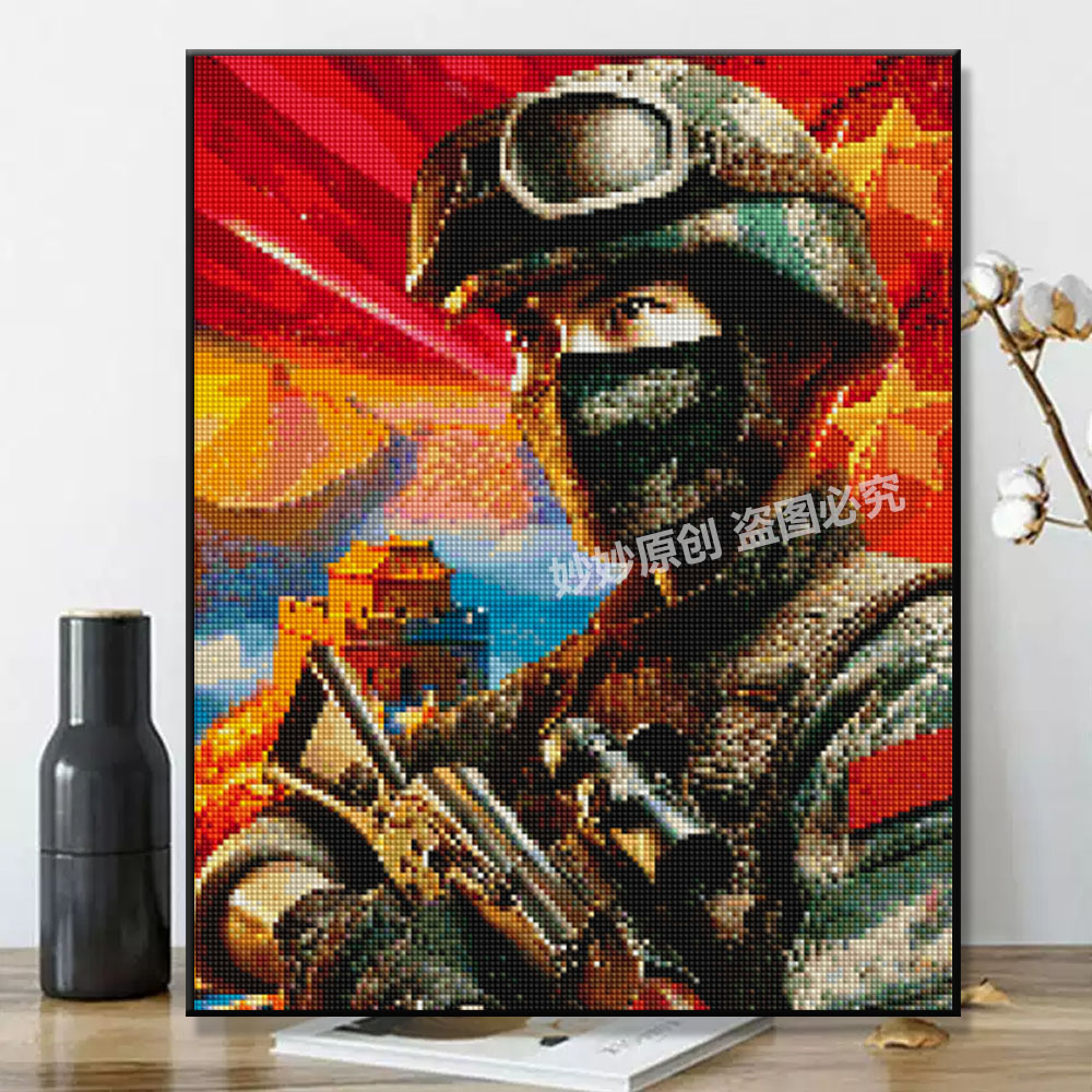 军旅题材十字绣战士兵哥哥全满钻石画军人成人DIY手工砖石装饰画