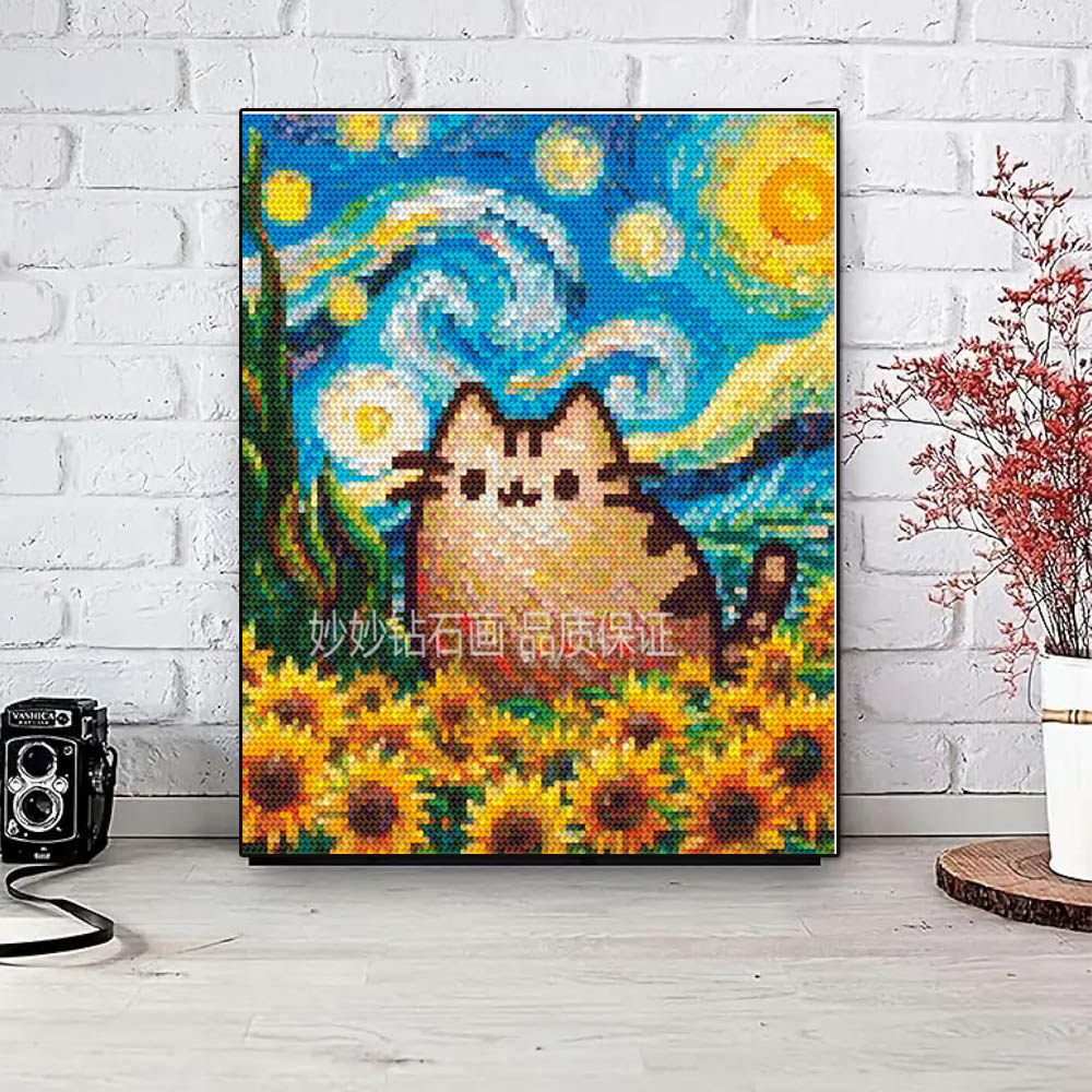 治愈系梵高星空猫咪钻石画十字绣向日葵成人5diy手工砖石2026新款,居家布艺,钻石绣,淘宝优惠券,粉丝福利购,淘宝优惠卷