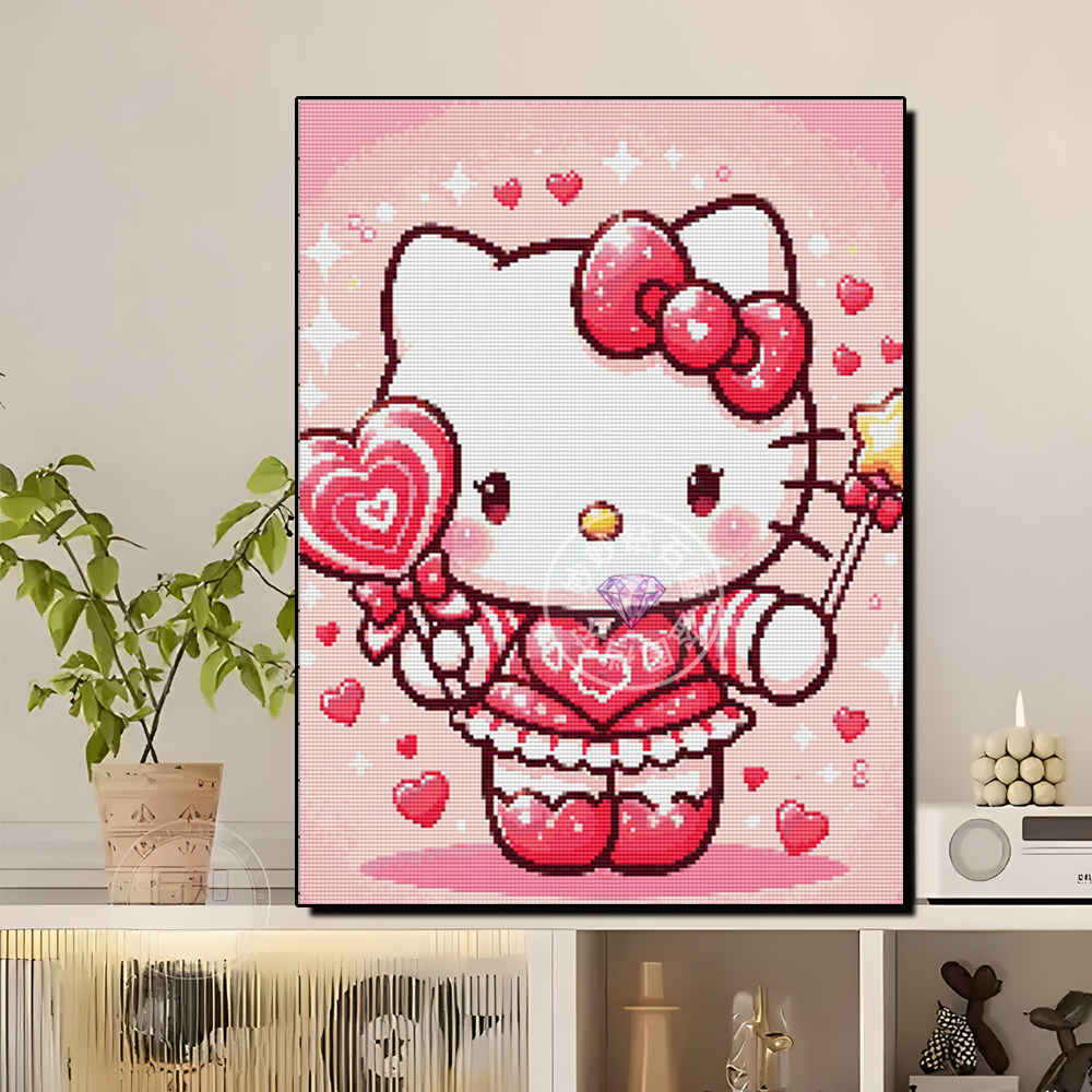 HelloKitty凯蒂猫钻石画2026新款女孩diy手工十字绣儿童房装饰画