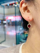 主石尺寸8x6.1mm 天然红碧玺耳坠 18k金豪华镶嵌 2.8ct