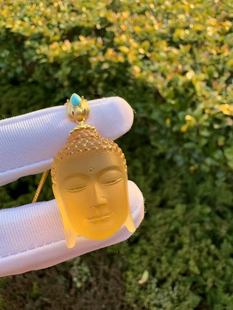 天然巴西黄水晶佛祖吊坠晶体干净重量20.7g尺寸46 20mm