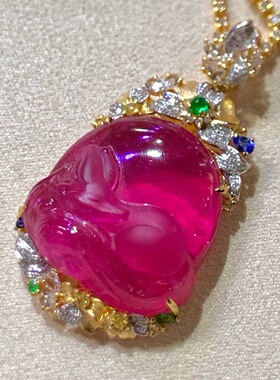 回收卢比来碧玺九尾狐吊坠规格约45x25x10mm 总重14.17g