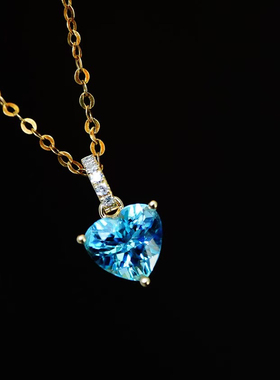 天然海蓝宝石吊坠超圣玛利亚CGRL证书主石尺寸6.2x5.9mm，0.75ct