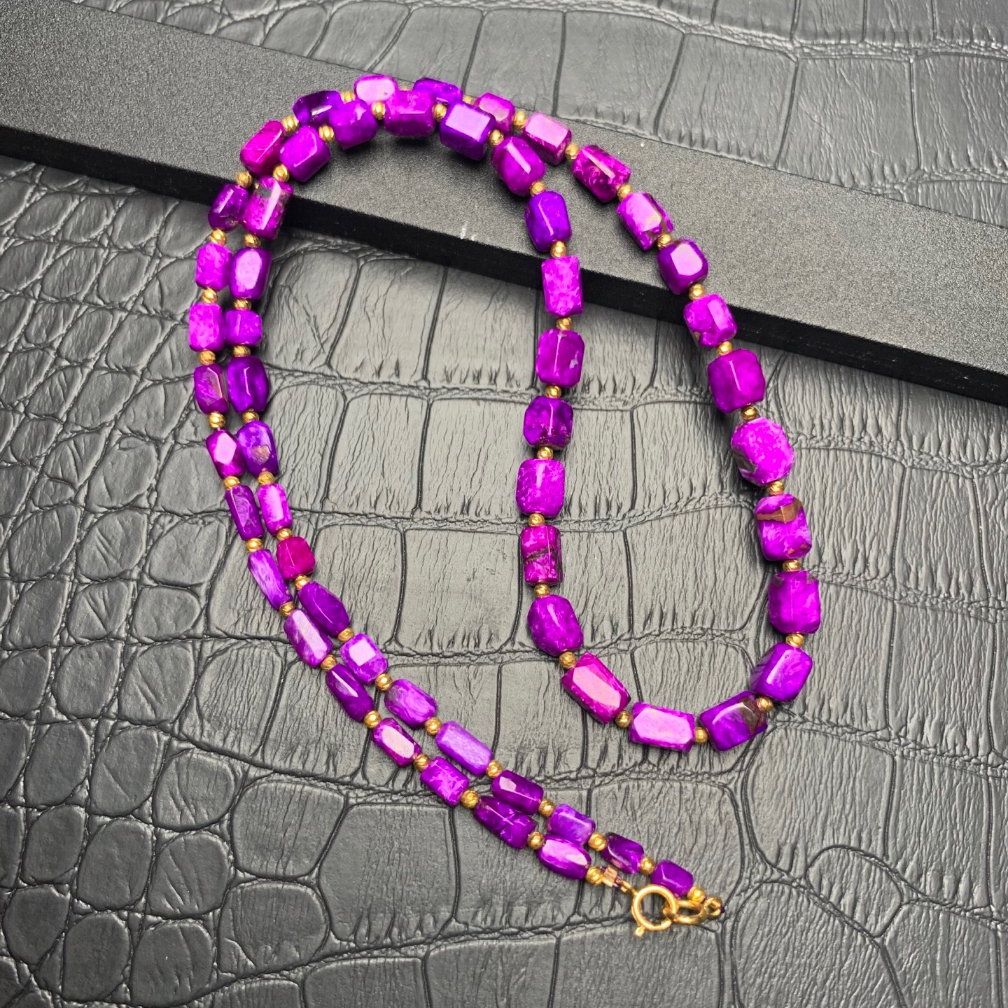 回收天然南非舒俱来 18k 金项链 老矿料 透体 12.53克5.8-7.7 mm