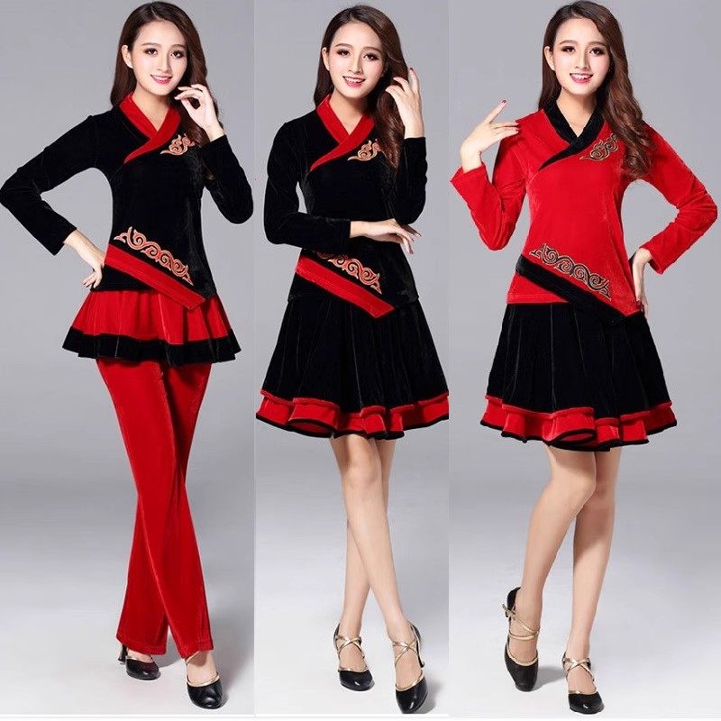 民族风广场舞蹈服装新款女团队服跳舞打鼓秧歌服舞台表演出服套装