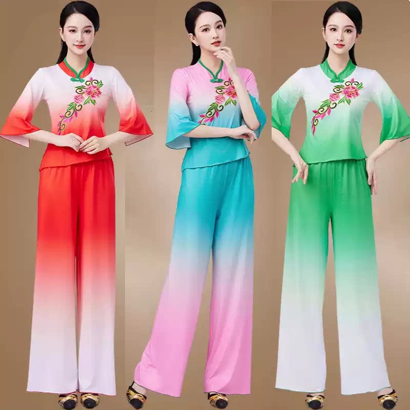2026新款民族绣花广场舞服装团队服秧歌服套装女跳舞蹈服表演出服