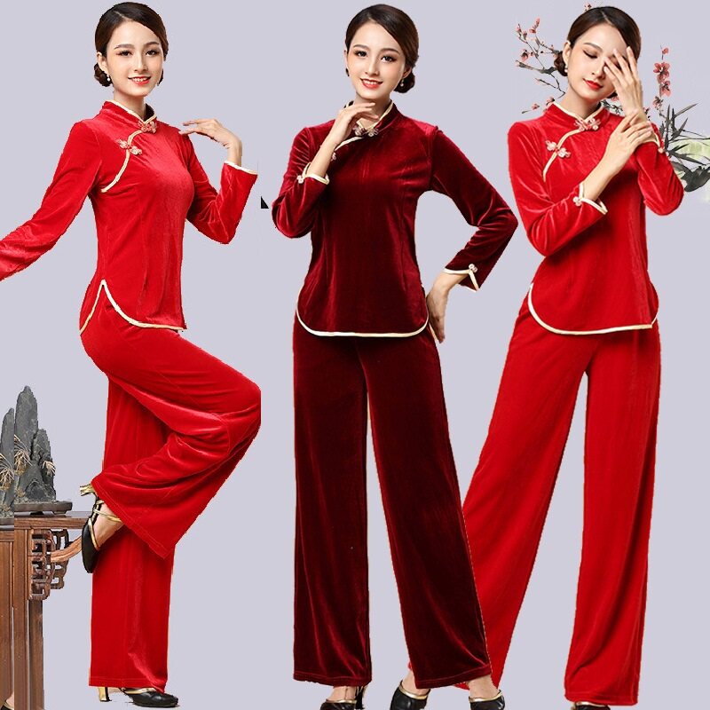 广场舞服装金丝绒舞蹈团队演出服