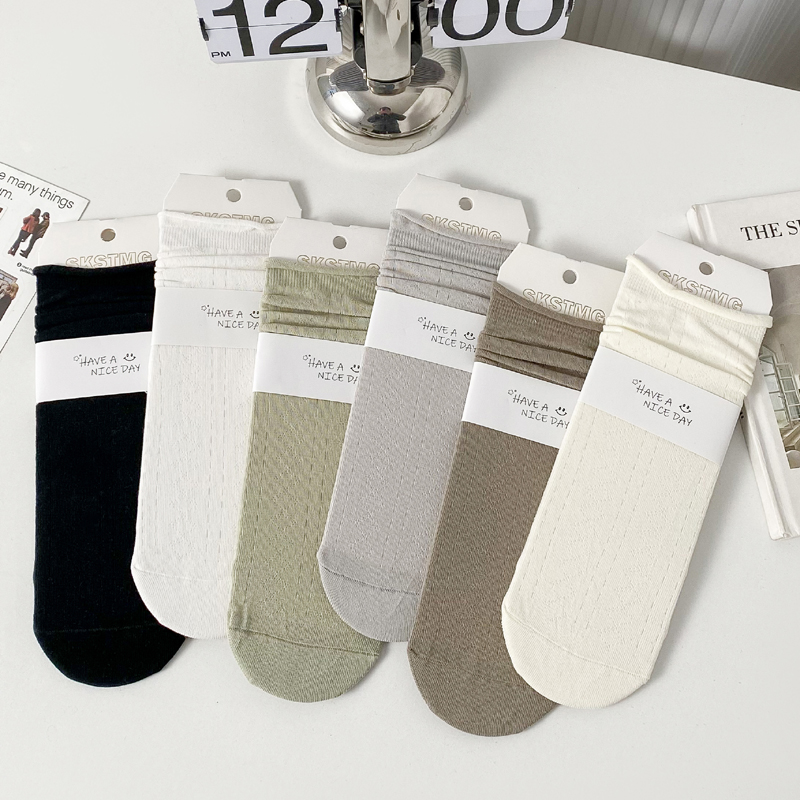 袜子女夏季薄款堆堆袜纯棉无骨袜